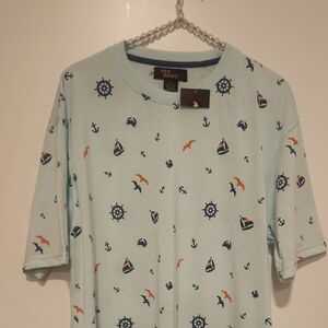 Men's Nautical Print Short Sleeve Tee - Light Blue